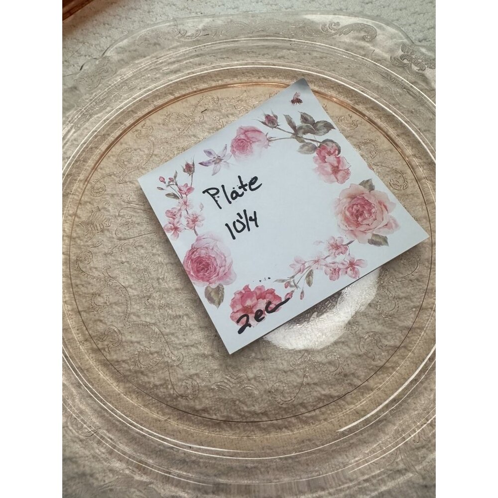 Pink Madrid pattern Federal Depression Glass Plate 10 3/8" Bridal Baby Shower - Picture 5 of 5